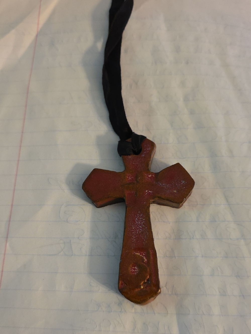 Handcrafted Red Ceramic Cross Pendant Necklace